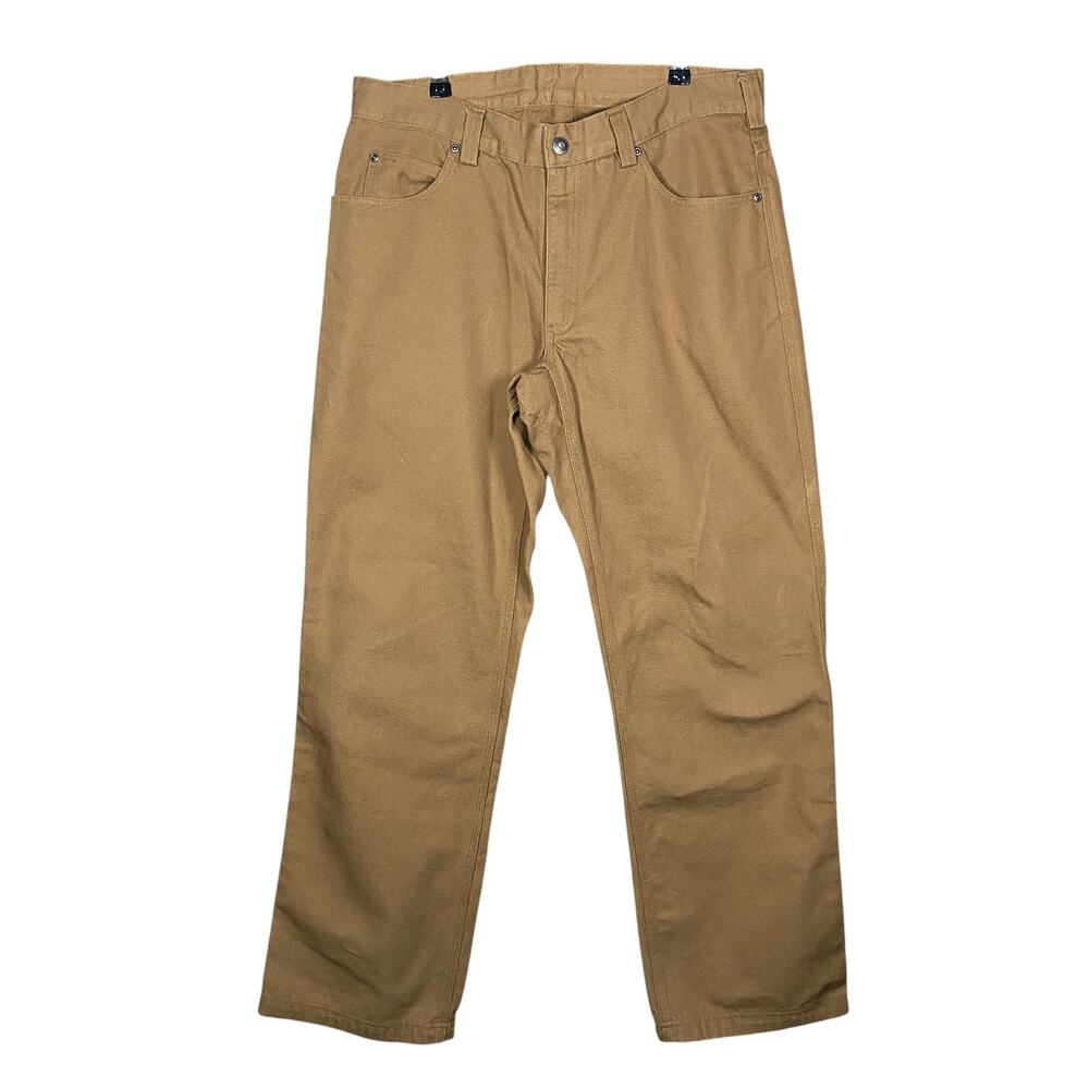 Duluth Trading 100% Cotton Brown Straight Leg Pants Size 36